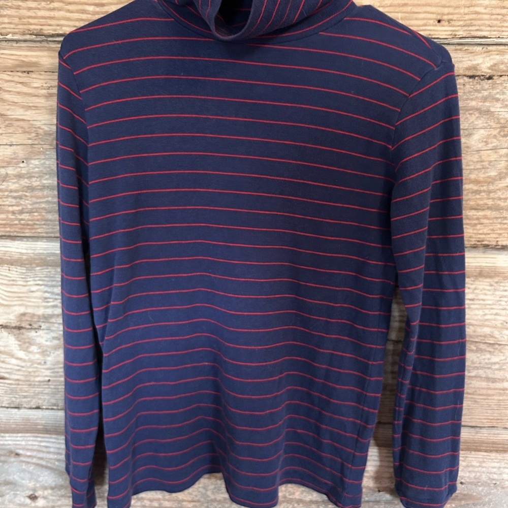 Navy and Red Striped women’s turtleneck
